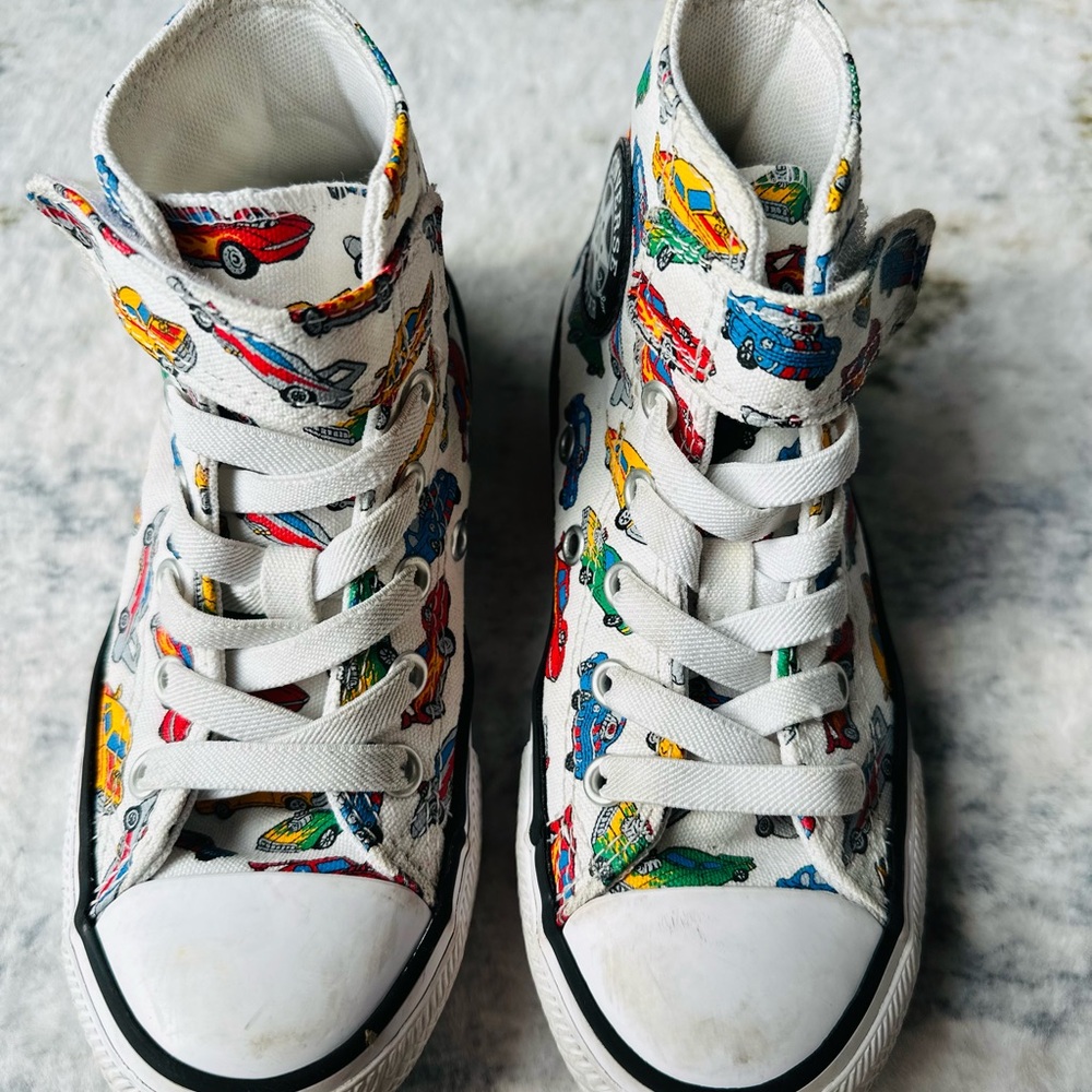 Converse Kids Sneakers - White with Multicolor Car Print